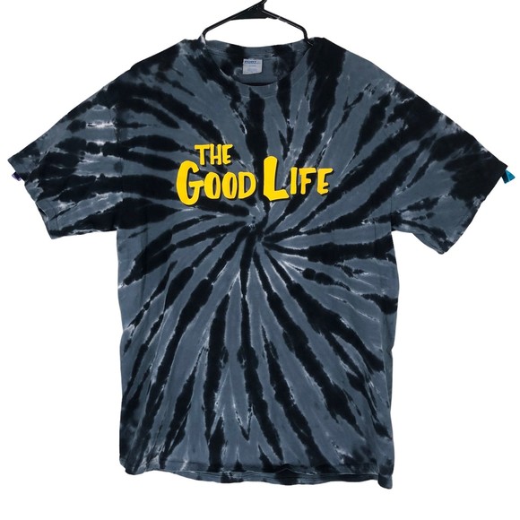 The Good Life Tye Dye Navy & Grey T-Shirt Pinwheel Print SZ L - Picture 1 of 6